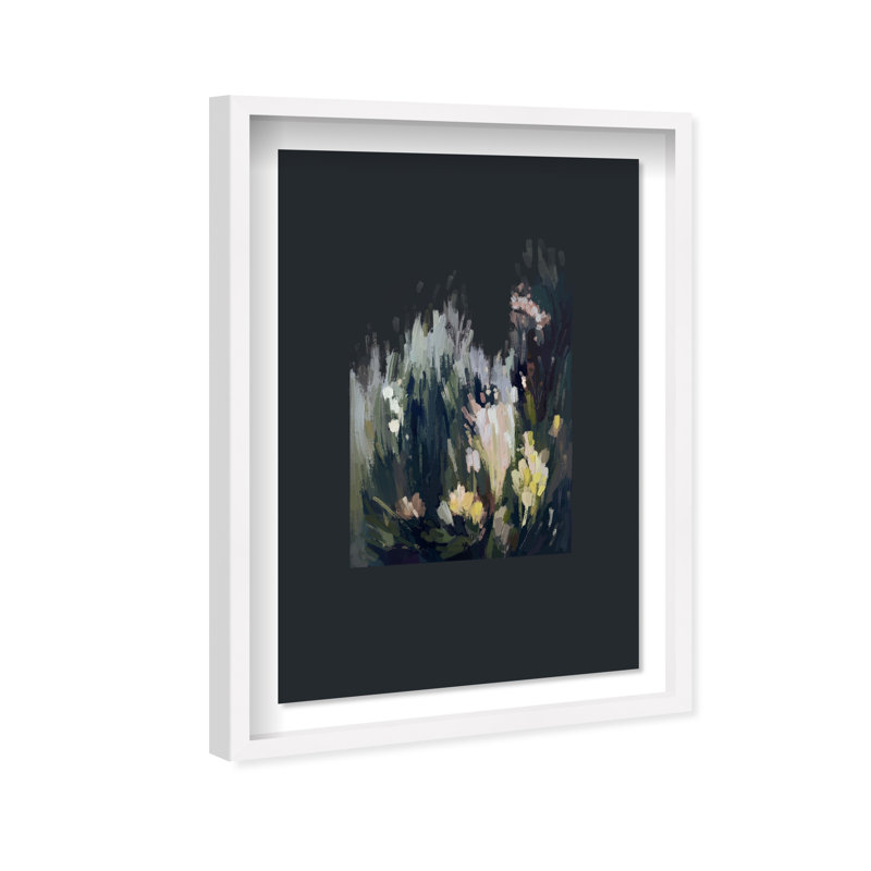 Midnight Flowers II Shadowbox Abstract Print by Oliver Gal, Black Frame, 10 x 15, White Shadowbox, 21.5"H x 31.5"W