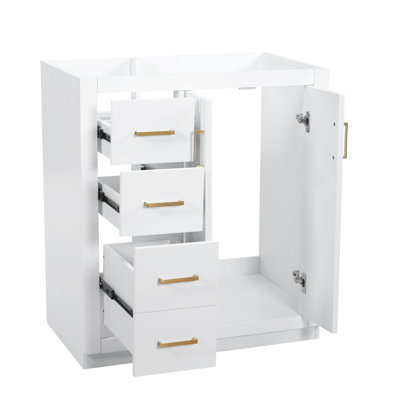 Bathroom vanity 30'' bathroom vanity, solid wood frame bathroom storage cabinet, freestanding vanity set with 3 drawers& soft closing doors