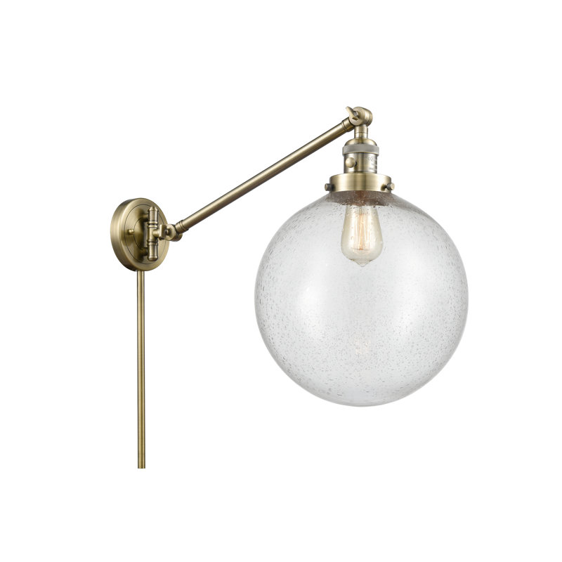 Antsje Plug-in Swing Arm Sconce, Seedy, Antique Brass, 40 Watt Vintage Incandescent Bulb