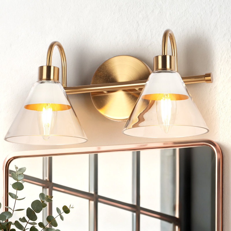 Luminaire de salle de bain 2 lumières à intensité variable avec abat-jour en verre