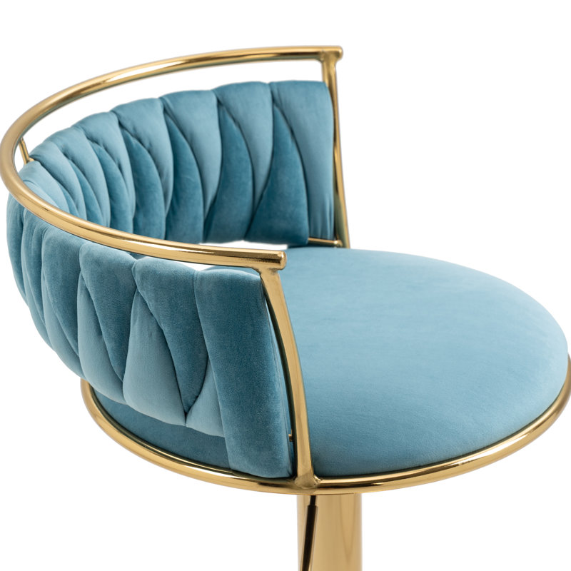 Tabouret de bar Christal, Bleu, Or