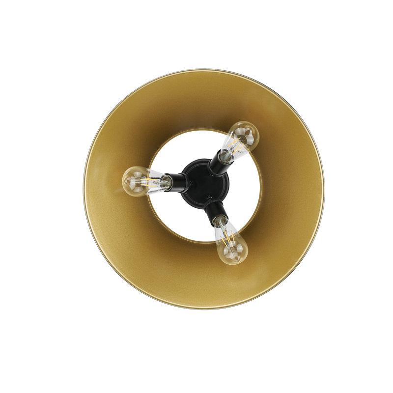 Plafonnier encastré 3 lumières Weatherford, Laiton vieilli, Noir mat