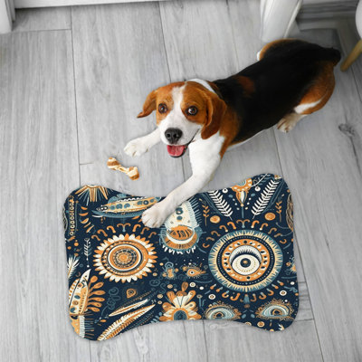 Ikat Vibrance - 1 Piece Bone Shape Feeding Mat