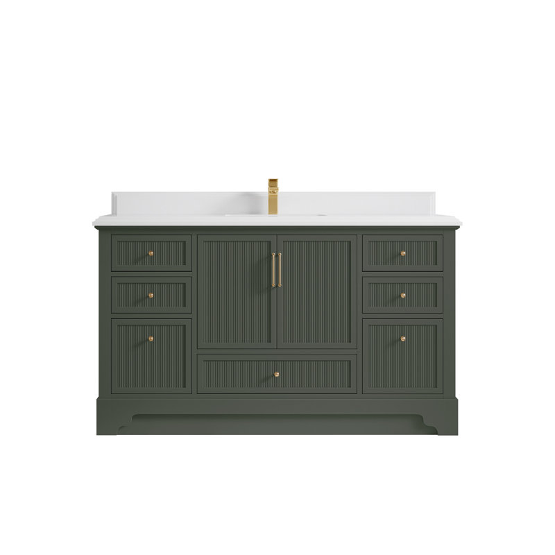 Alys 60'' Free Standing Single Bathroom Vanity with Quartz Top (Pulls Option)