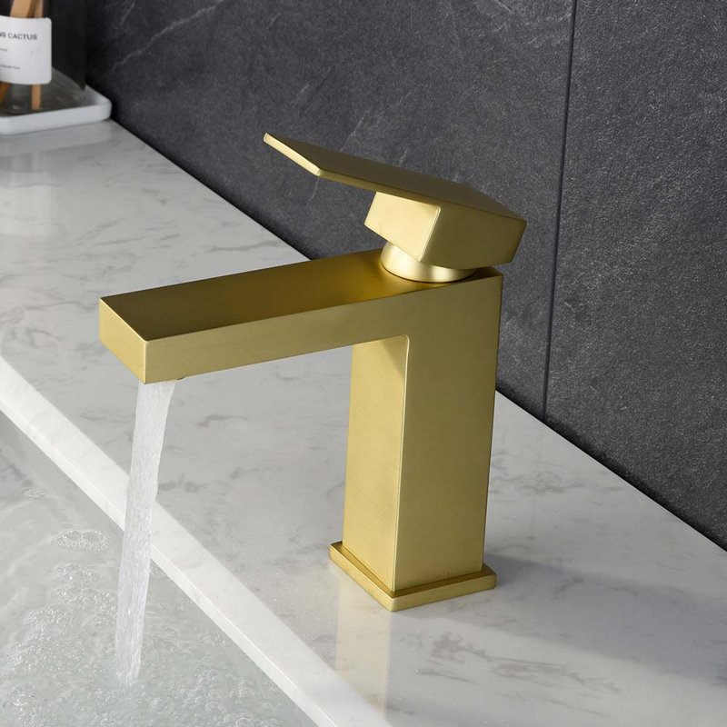 Robinet de salle de bain monocorps et monocommande, Or brossé