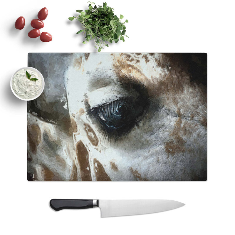 Glass Face of A Giraffe Chopping Board, 39 cm W x 28.5 cm L
