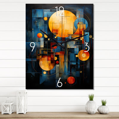 Yellow Teal Astrology Celestial Alignment II - Astrology Modern Wall Clock