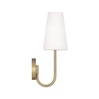 Applique murale à bras 1 lumière l 5,75 po x H 17,25 po en laiton vieilli avec verre blanc doux effilé