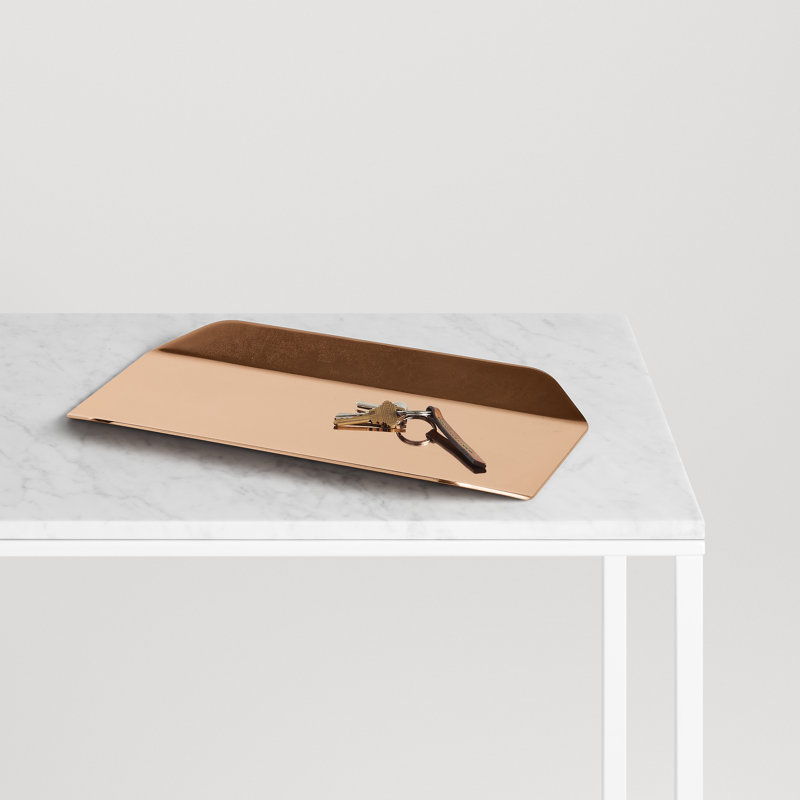 Twofold Stainless Steel Decorative Tray, Copper, 1" H x 14" W x 9" D