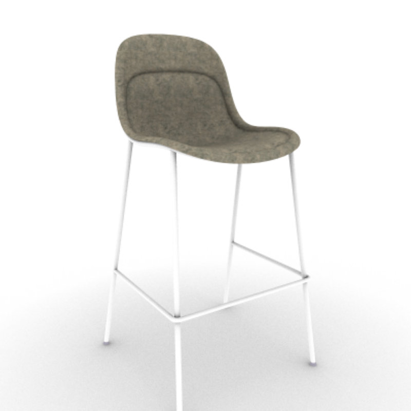 Vale Barstool High Back, Stone Seat/Pure White Frame