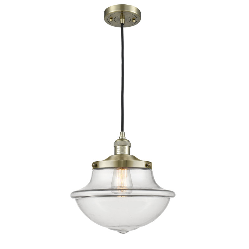 Luminaire suspendu simple à 1 lumière Grourke, Laiton antique