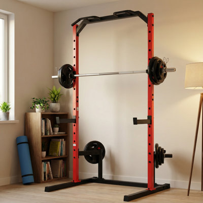 Heavy-Duty Power Rack Squat Cage - 800 LBS Capacity Multi-Function Home Gym System With Pull-Up Bar