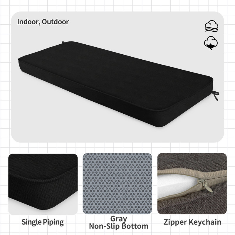 4'' H Customizable Bench Cushion For Indoor/Outdoor Furniture/Chair/Window Seat, Premium 75D High-Resilience Foam, 24" W
