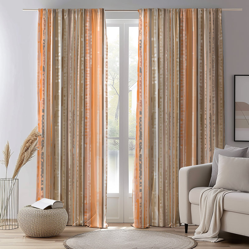 Paire de rideaux Earthline Boho - tons chauds et neutres, L 40 po x L 82 po