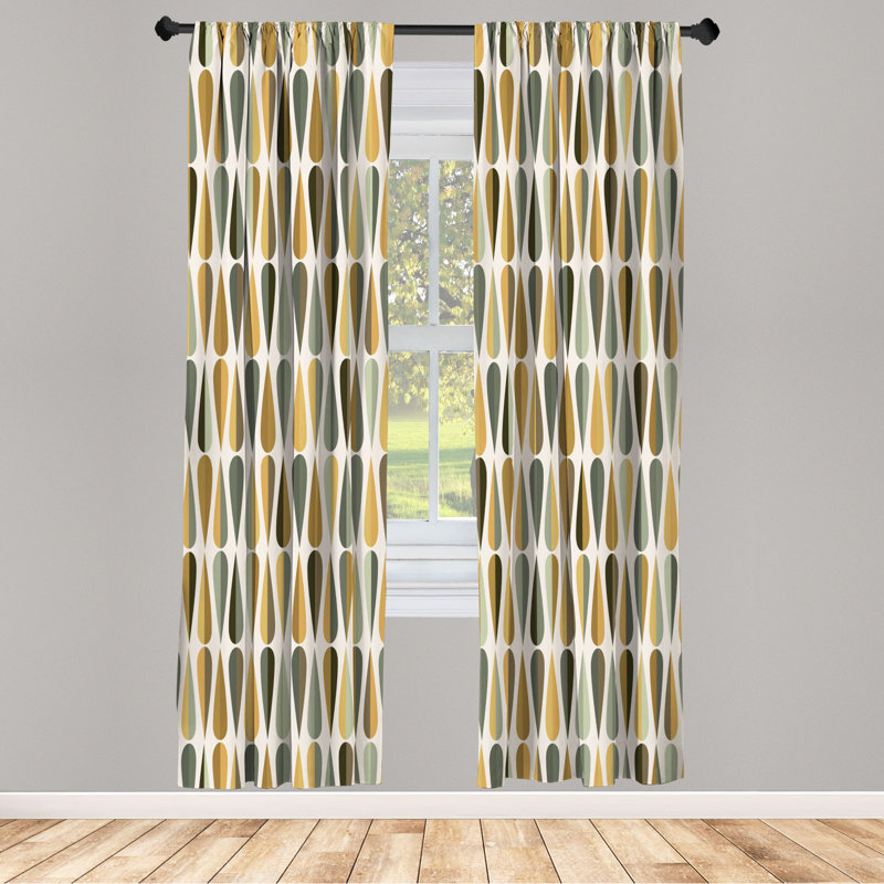 Microfiber Floral Semi-Sheer Rod Pocket Curtain Panels, 28" W x 63" L, Lime/Gray