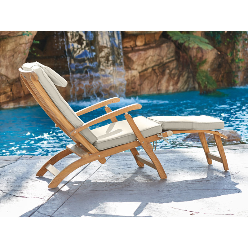 Steamer Reclining Chaise Lounge with Sunbrella Canvas Cushion, Canvas Canvas Sunbrella® Canvas