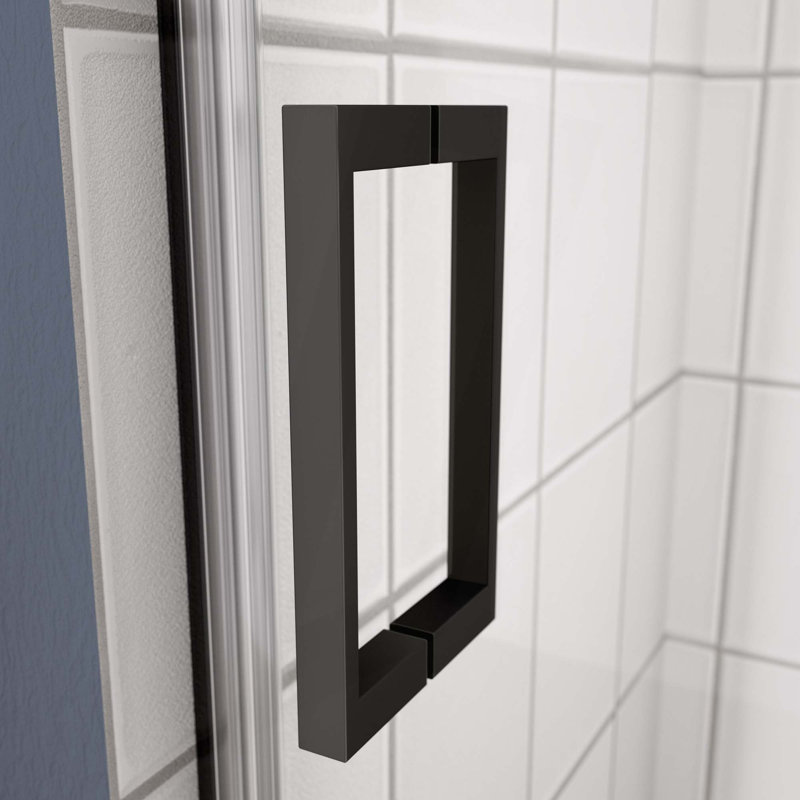 Porte de douche en verre de baignoire, porte coulissante, avec verre trempé, Noir
