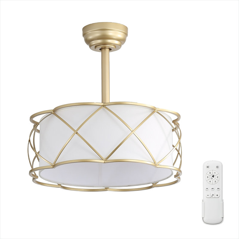 Ventilateur de plafond de chambre à coucher 20 pouces avec lumière, 7 pales transparentes en ABS, montage encastré, moteur à courant continu à télécommande