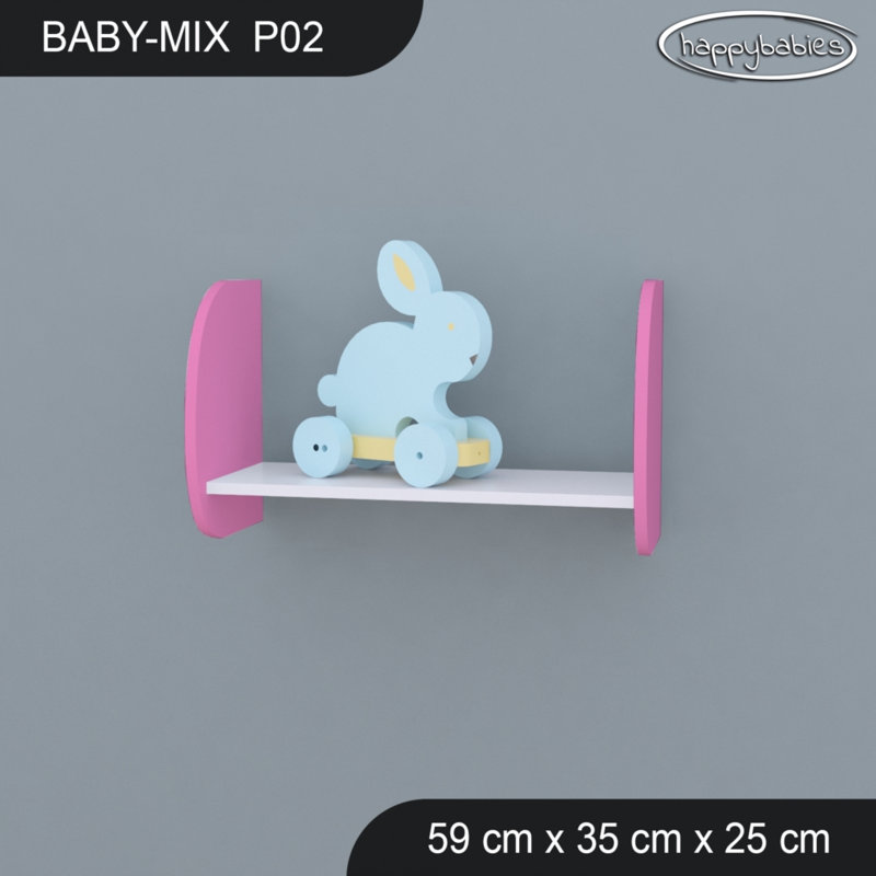 Plastic / Acrylic Industrial Pipe Shelves, 34cm H x 59cm W x 25cm D, White/Pink