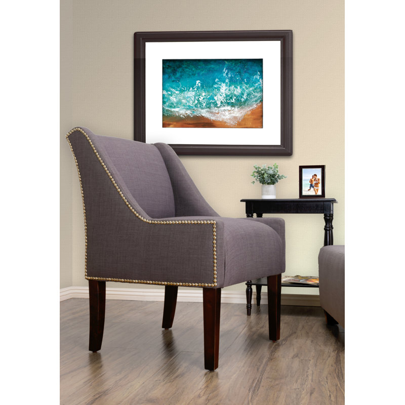 Earlston Upholstered Wingback Chair, Gray Reddish 100% Linen