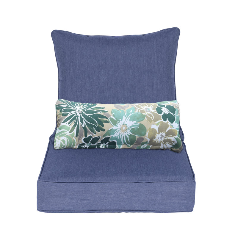  Outdoor Seat/Back Cushion, 22" W x 24" D, Chambray Blue