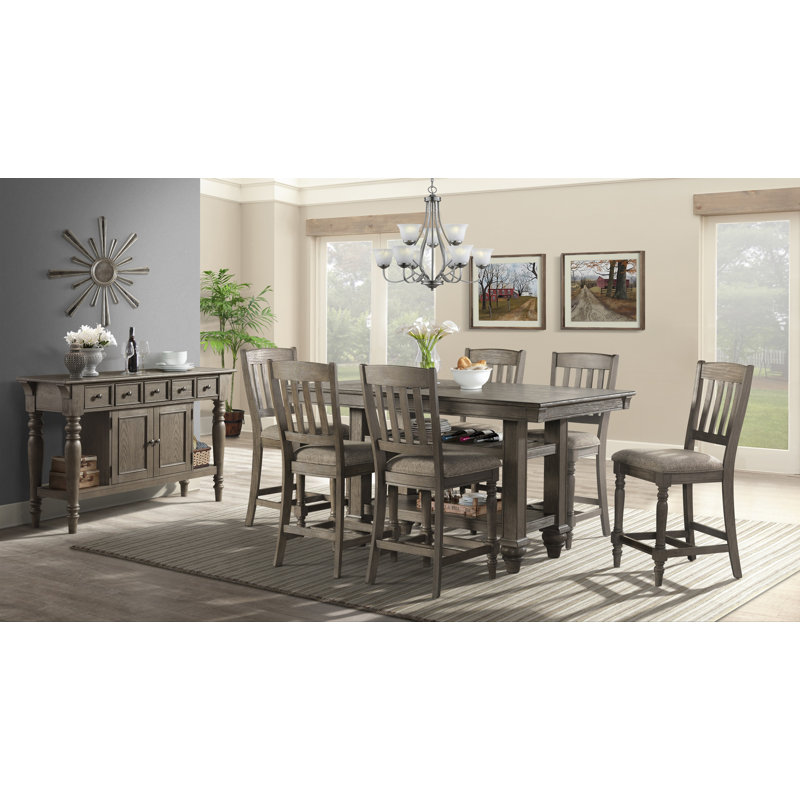 Androw Park Slat Back Counter Stool with Cushion Seat, Roasted Oak