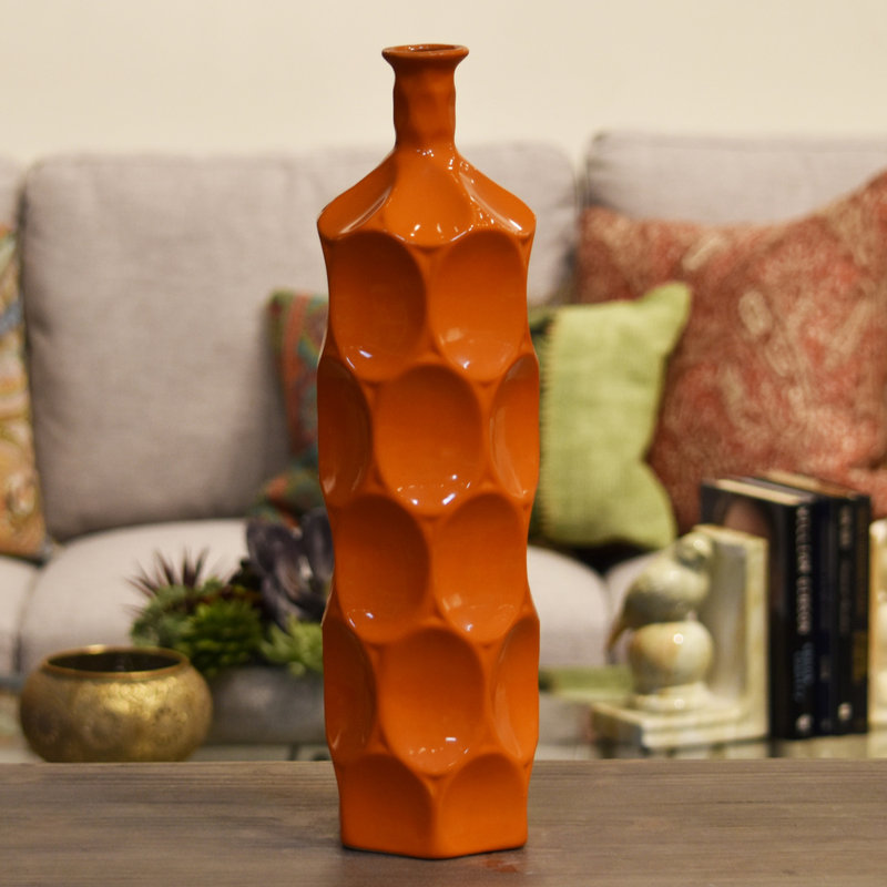 Vase de table 17,75 po Eaglin, H 17,78 po x l 4,75 po x p 4,75 po, Orange