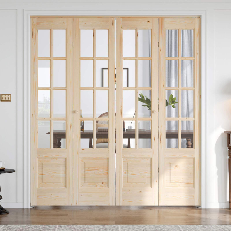 Porte pliante en verre et bois massif 8-Lite avec trousse de quincaillerie d'installation, 4, 72 po x 80 po