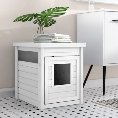 Littell ECOFLEX Cat Litter Box Enclosure End Table in Antique White