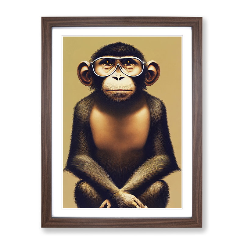 Splendid Monkey - Framed Print, 34cm H x 25cm W x 2cm D, Brown Framed
