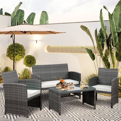 Arquit 4 - Person Outdoor Patio Conversation Set with Cushions