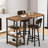 Ensemble de table de bar pour 2, ensemble de table de bar 3 pièces, ensemble de table de bar et chaises avec tabouret en polyuréthane et 3 tablettes de rangement ouvertes, ensemble de table de pub pour la cuisine, brun