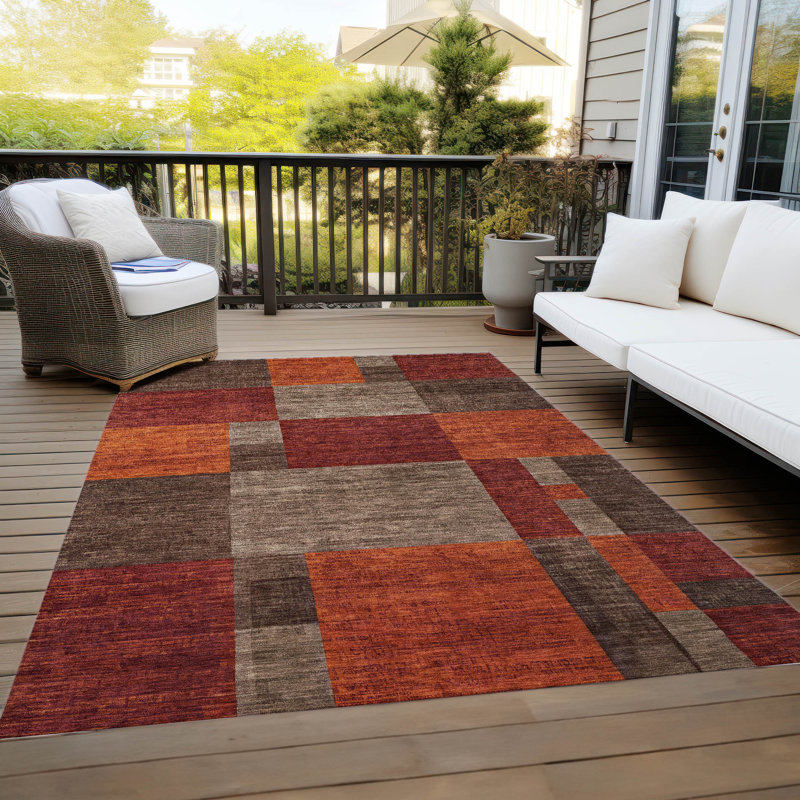 Tapis chocolat intérieur / extérieur lavable à la machine Xhevrie, Rectangle 2 pi 6 po x 3 pi 10 po