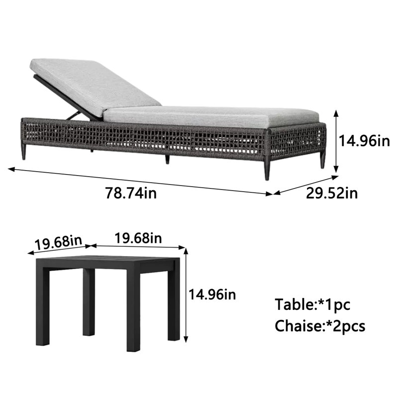 Chaise longue d'extérieur avec cadre en aluminium