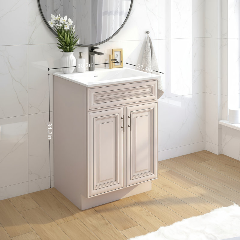 The Antique White Bathroom Vanity Base Is Self-Assembly Compatible And Exudes Elegance.