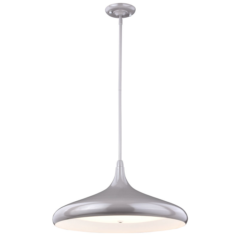 Luminaire suspendu en forme de dôme à 1 lumière DEL Chiasson, Taupe, H 16 po x l 21 po x P 21 po