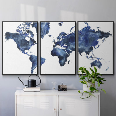 «Water World I», peinture sur toile 3 pièces