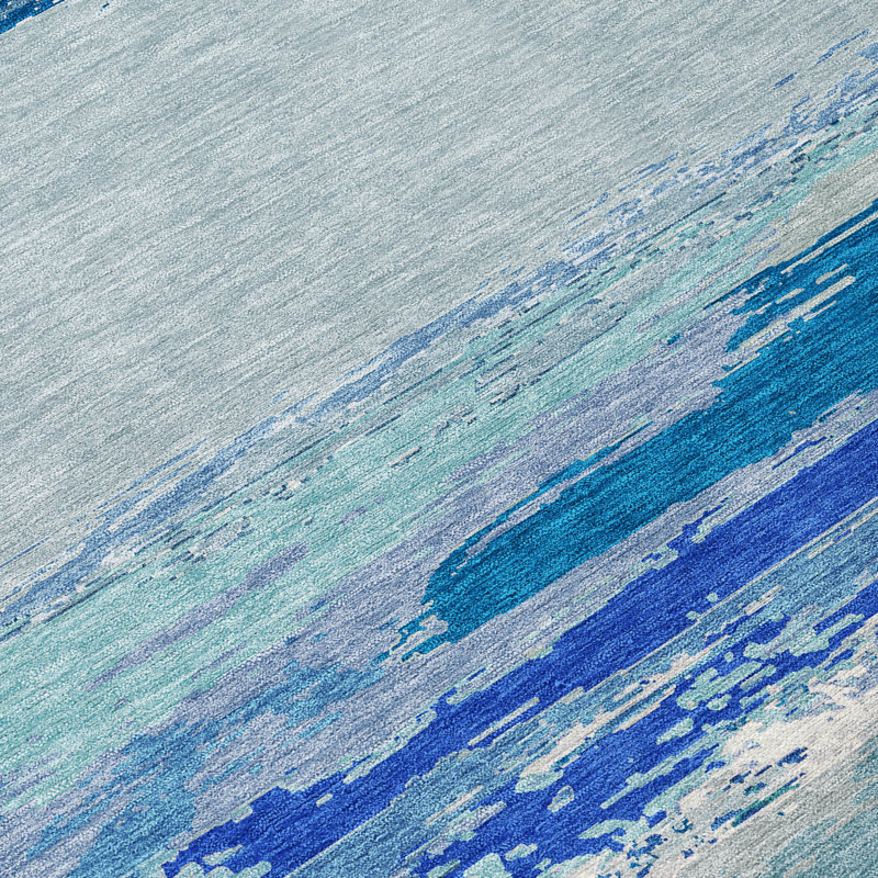 Machine Washable Indoor/Outdoor Christain ACN1282 Blue Rug, Round 8'