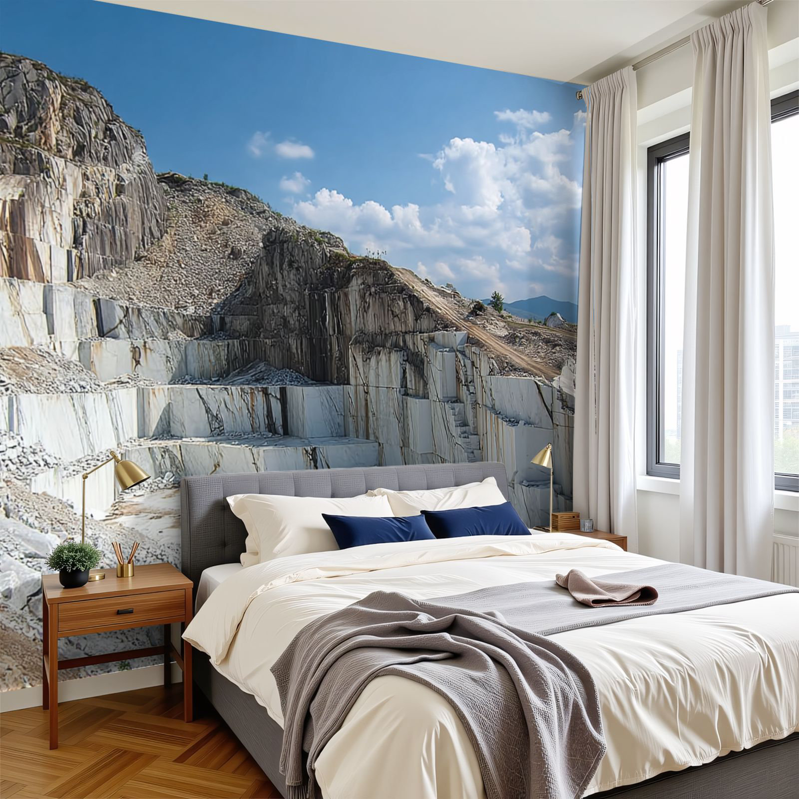 Red Barrel Studio Peel and Stick Wallpaper Marble quarry Mining Wall ...