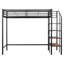 Lit mezzanine simple en métal avec grille supérieure et échelle de rangement à 4 couches, conception noire peu encombrante - Lit surélevé noir peu encombrant-725542593