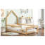 Lit simple en bois avec tête de lit en forme de maison-1727483591