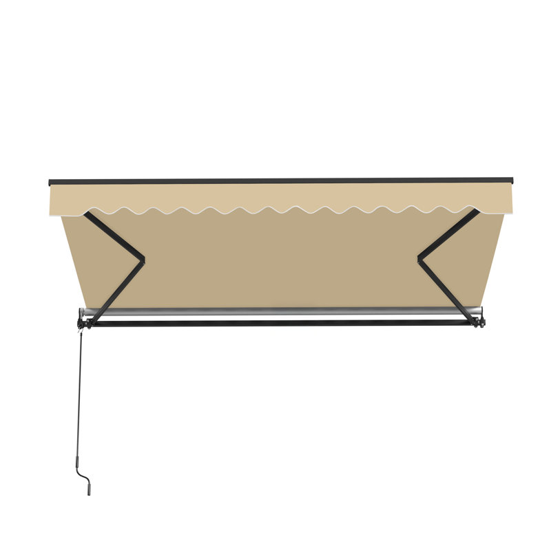 Retractable Home Patio Awning | Deck Canopy |UV Protection Sunshade | Manual Black Frame | Upgraded 2024, Desert Sand