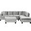 Canapé modulaire gris de 105 po avec rangement et méridienne réversible, 2 porte-gobelets décoratifs, convient au décor d'un salon d'appoint, revêtement en velours, utilisation intérieure en forme de L dans divers espaces, ressort confortable