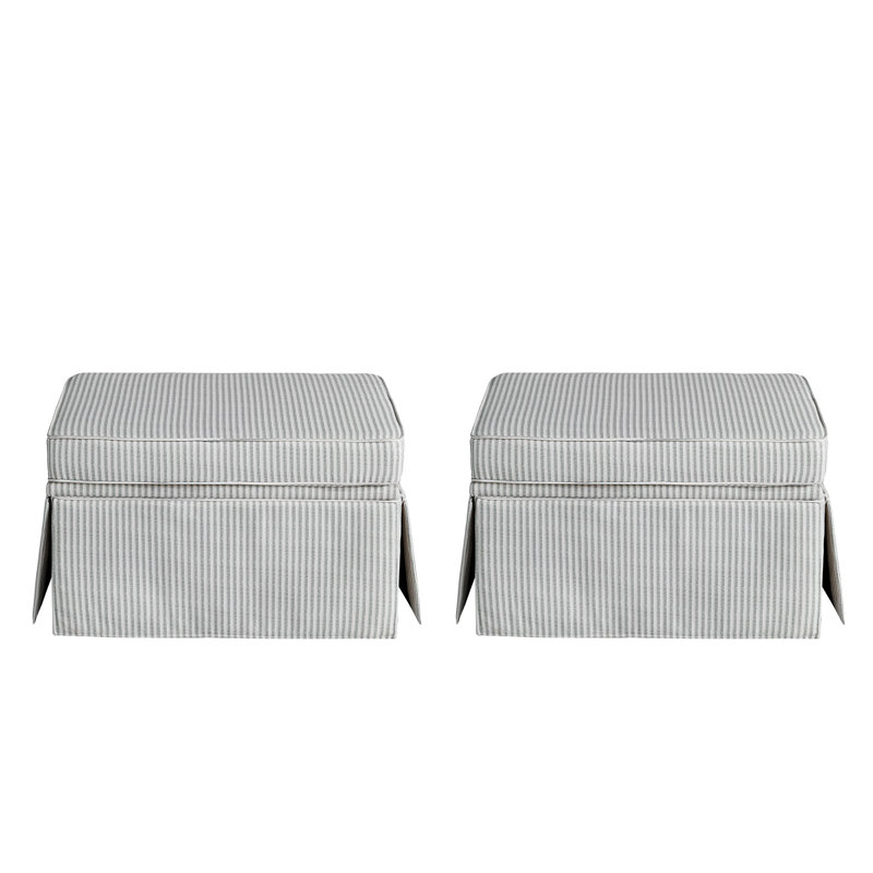 Pouf de rangement rectangulaire capitonné avec couvercle relevable (paquet de 2), Chenille bleu foncé