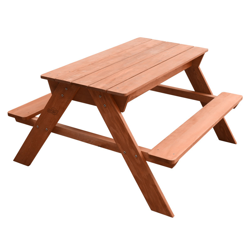Dave Kids 2 Piece Solid Wood Rectangular Outdoor Table Or Chair and Chair Set