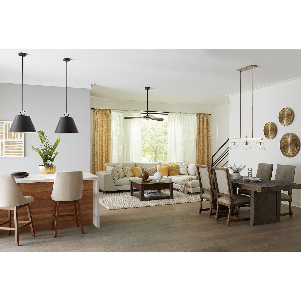 Elda Metal Dimmable Pendant, Matte Black, 15.25" H x 17.87" W x 17.87" D