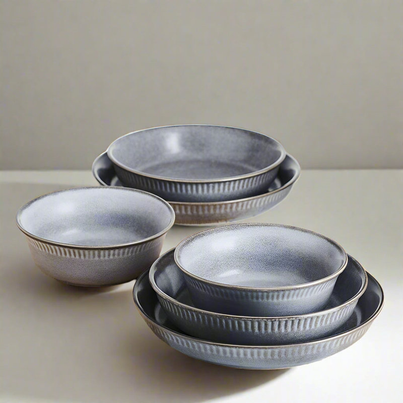 Ensemble de 6 bols Pfaltzgraff Amara Slate, Service For 2, grès, gris, gris