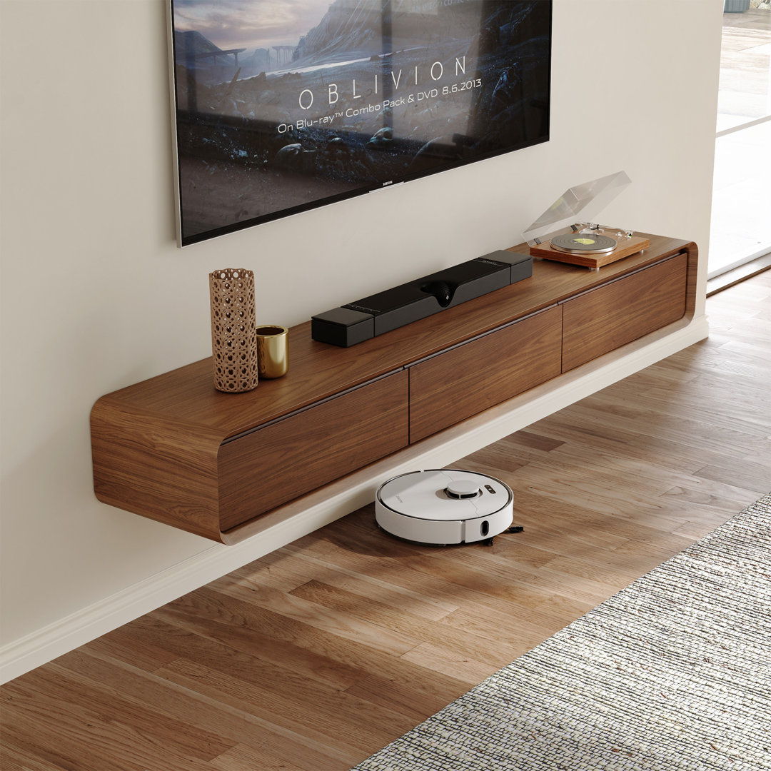 Randalstown Floating TV Stand, Entertainment Center with 4 Drawers, Solid Wood, Fully-Assembled Hokku Designs