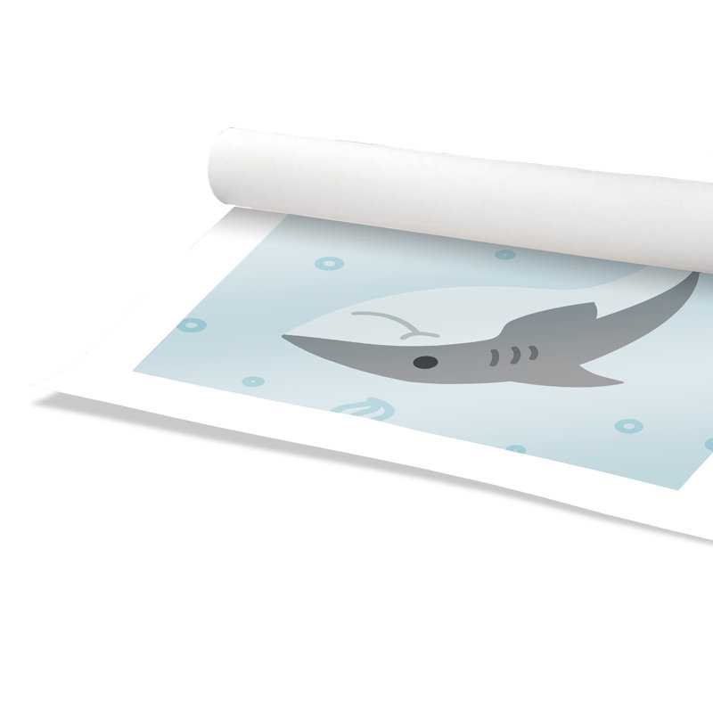 «Happy Shark», impression sur papier, H 20 po x l 20 po x P 1 po, Papier