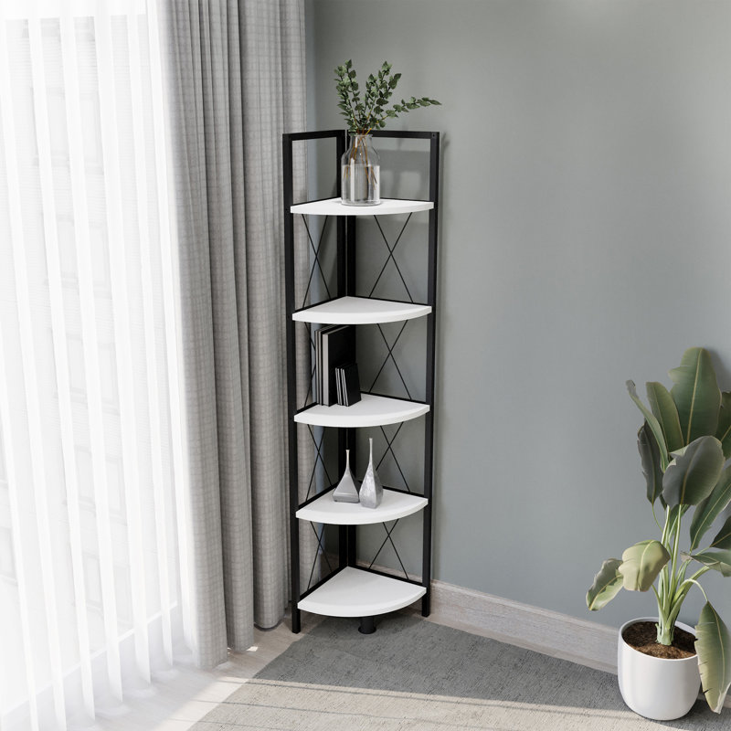 Addley Bookcase, White, (5 Shelves) 160cm H x 34cm W x 34cm D.